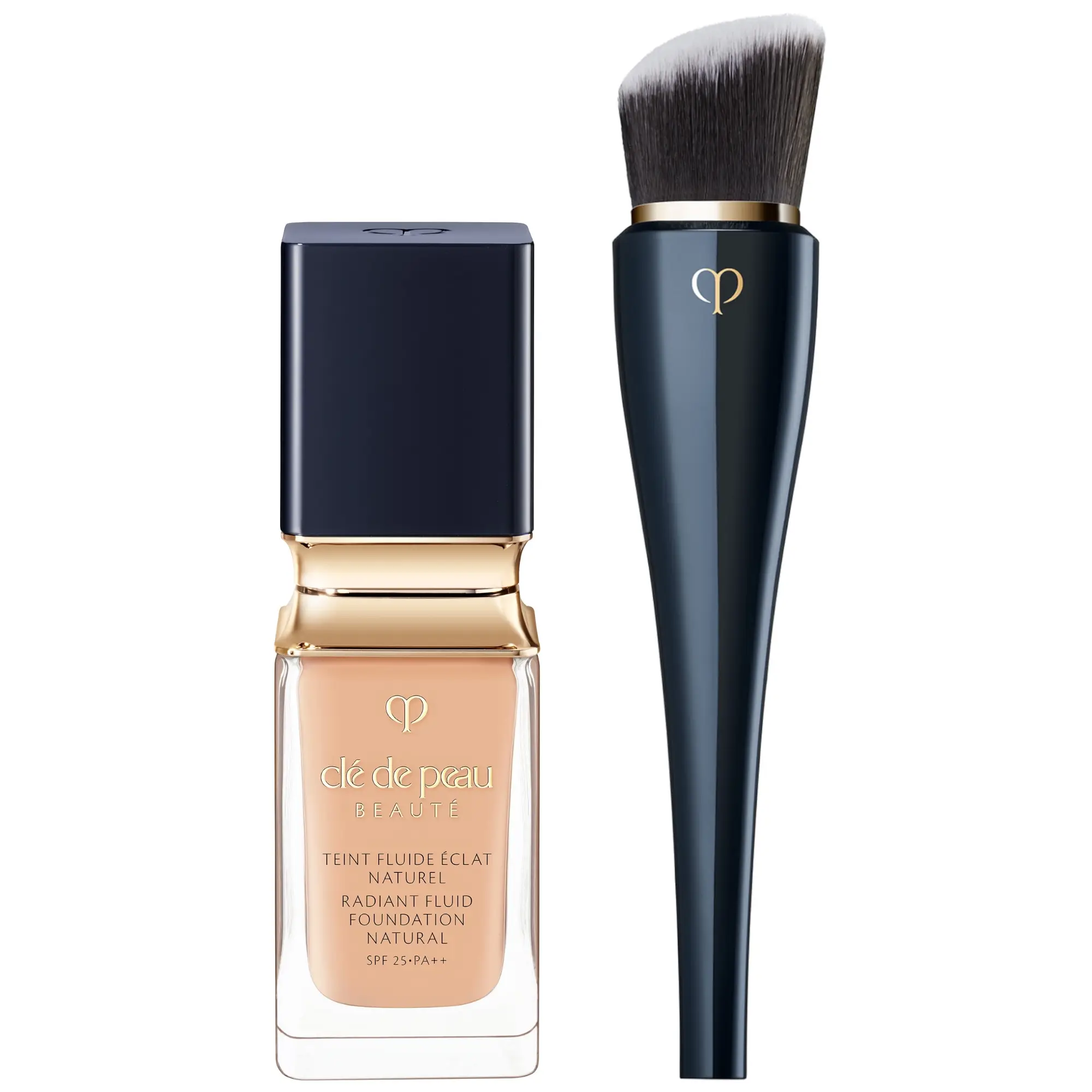 Clé de Peau Beauté Radiant Fluid Foundation Natural 35ml & Clé de Peau Beauté High Coverage Foundation Brush (Various Shades)