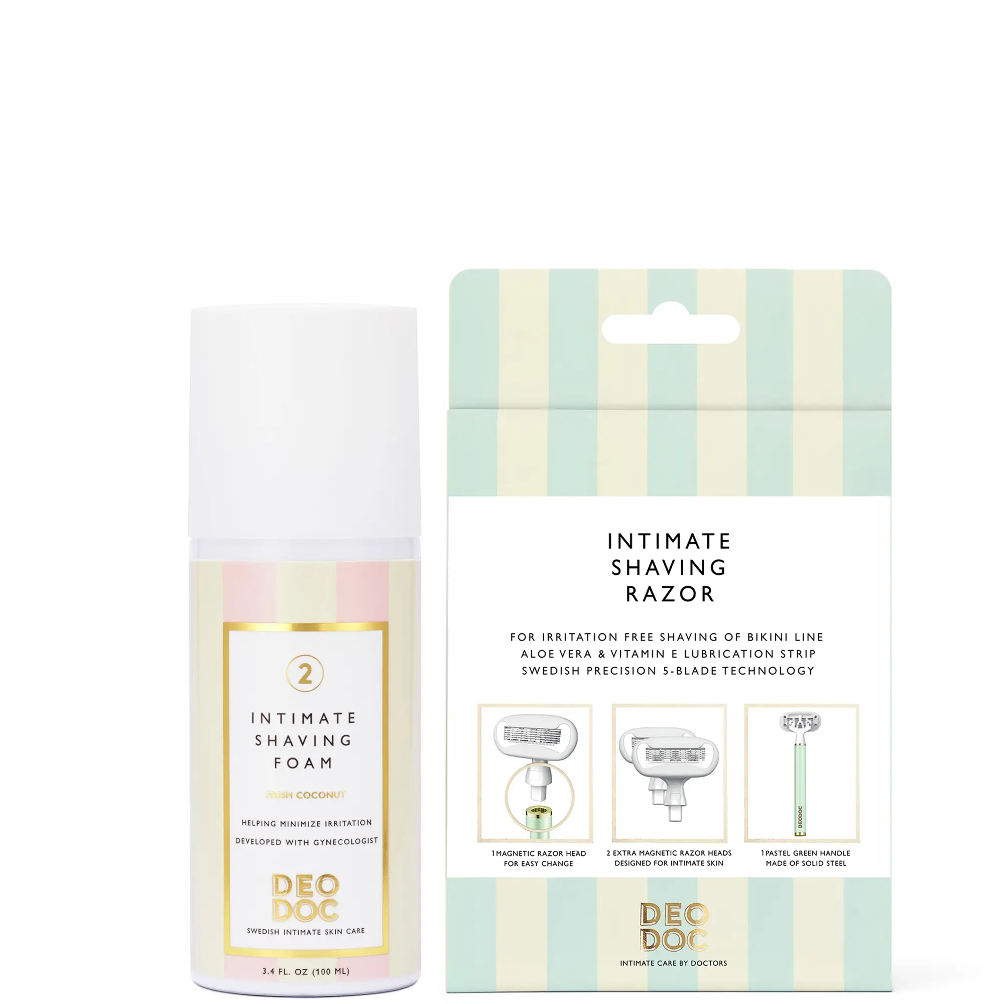 DeoDoc Razor Green + DeoDoc shaving foam Fresh Coconut