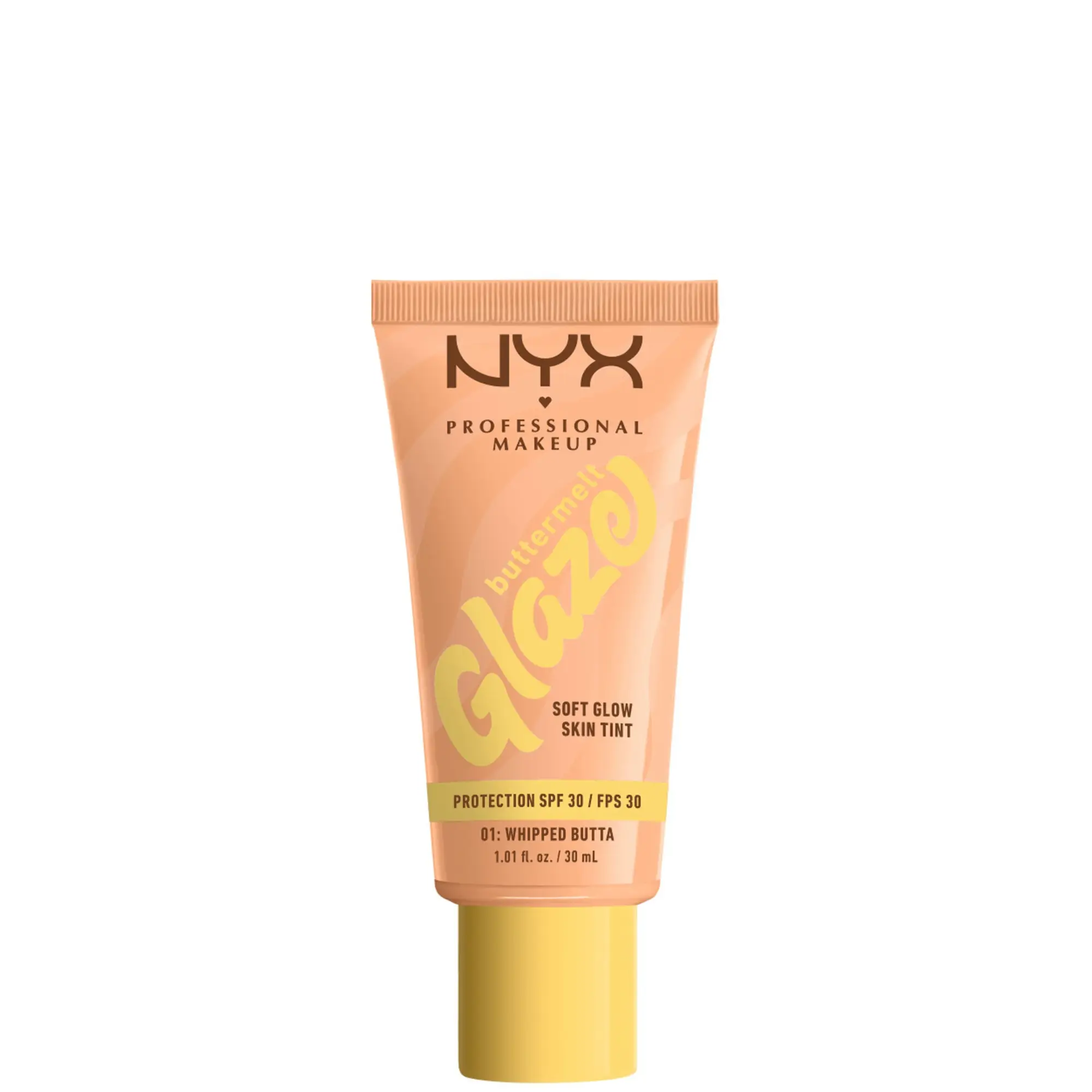 NYX Professional Makeup Buttermelt Glaze Soft Glow Skin Tint + SPF/FPS 30 Foundation 12h Wear Almond Butta